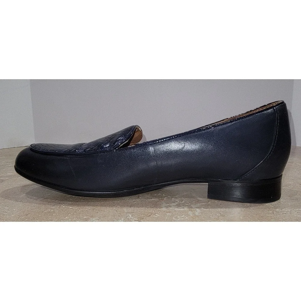 Clarks Un Blush Ease Snake Print Grey Leather Loafer Flats Women's US 8.5 N